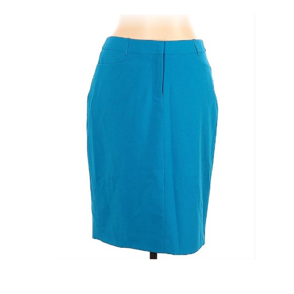 Calvin Klein | Womens Skirt Size 2 Pencil Lined Turquoise Blue - Picture 4 of 11